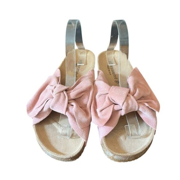 Jeffrey Campbell Do The Twist Slides Sunmist Rust Suede EU 40 Pink Bow - Picture 7 of 16